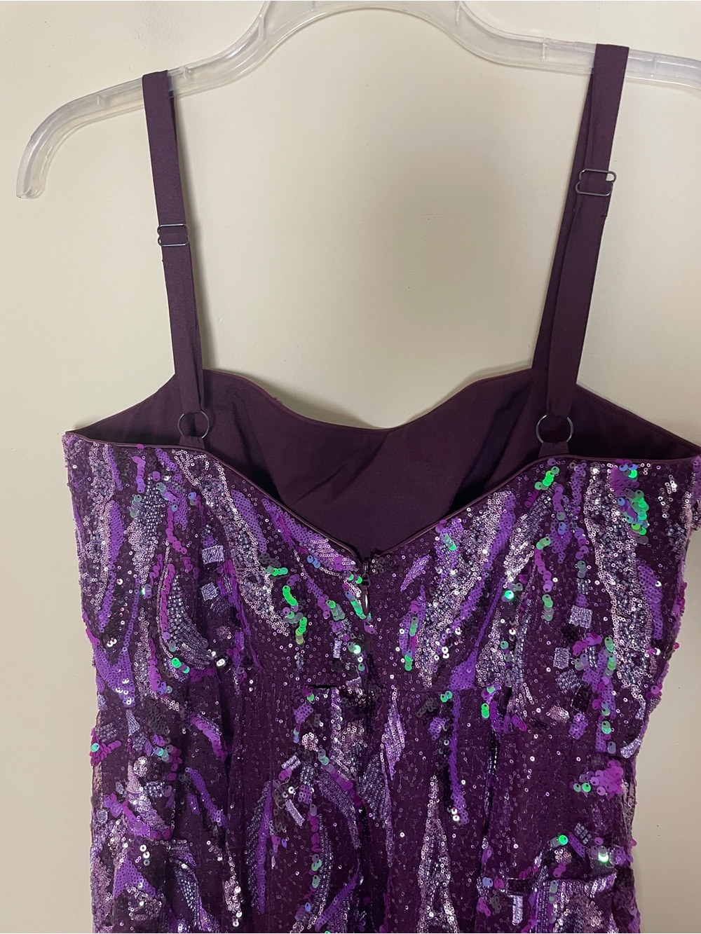 Dress the Population Cassandra Midi Dress XL Beaded Violet Multi Square Neck - Picture 5 of 16